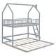 preview thumbnail 19 of 37, House Bunk Bed, Twin-Over-Twin Size Beds for 3 w/ Extending Twin Trundle, Ladder and Roof, Full-Length Guardrail for Kids/Teens