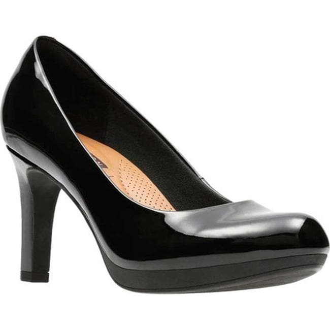 clarks black patent court shoes