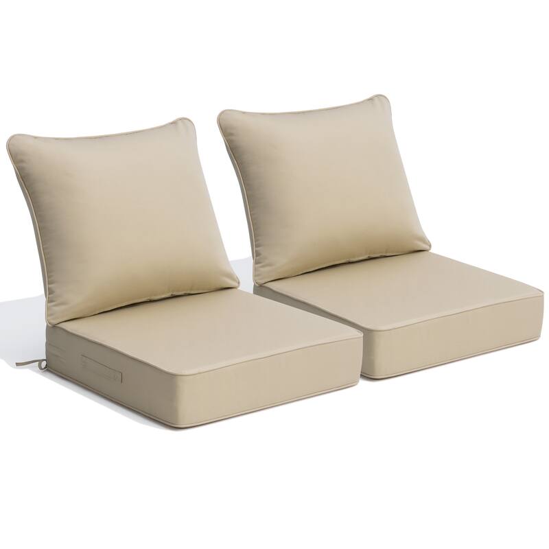 24''Wx24''Dx5.5''in Patio Sunbrella Outdoor Seat Cushions Set (Seat & Back) - CanvasAntiqueBeige - 2PC