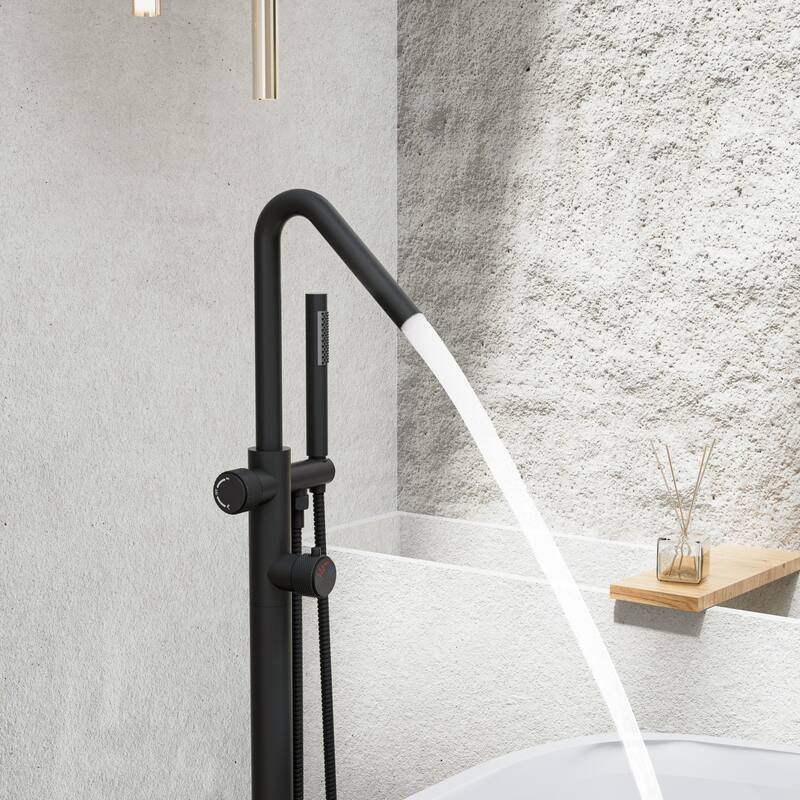 Modland 46''H Outdoor Shower System 316 Stainless Steel Thermostatic Freestanding Poolside Faucet with Swivel Spout - 46'' H