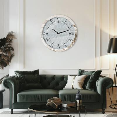Wall Diamond Clock: Crystal Diamond Round Wall Clock Twinkle Bling Wall Clock with Beveled Glass Edging,Room Decor ﻿