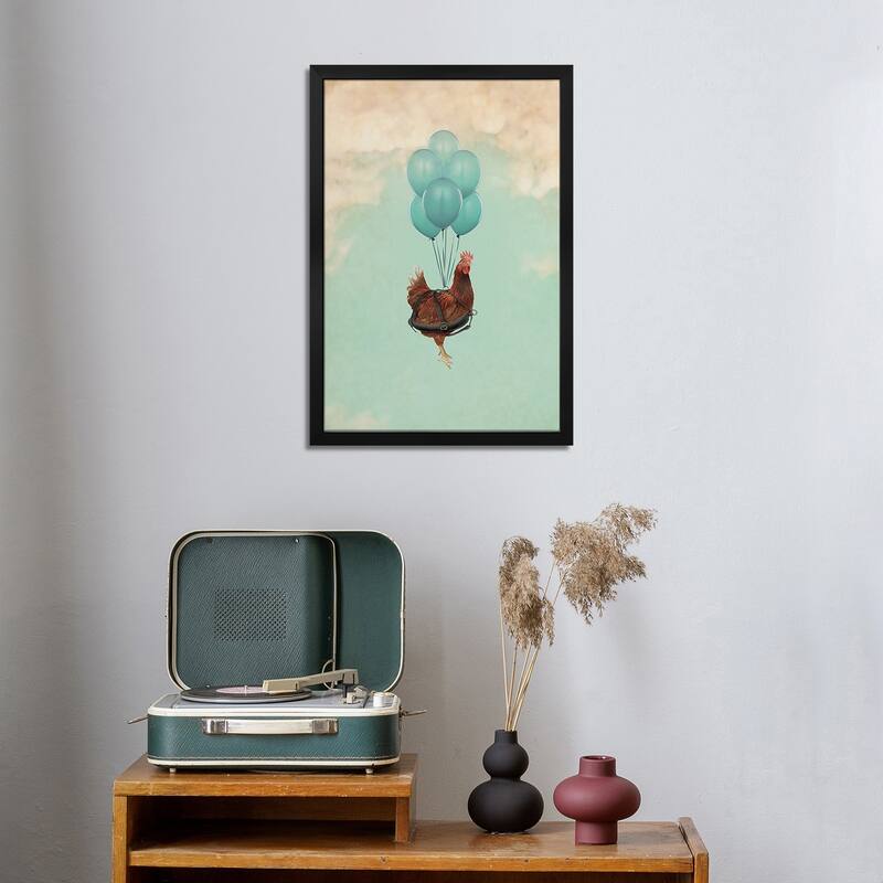 Chickens Can't Fly I Premium Framed Poster by Vin Zzep