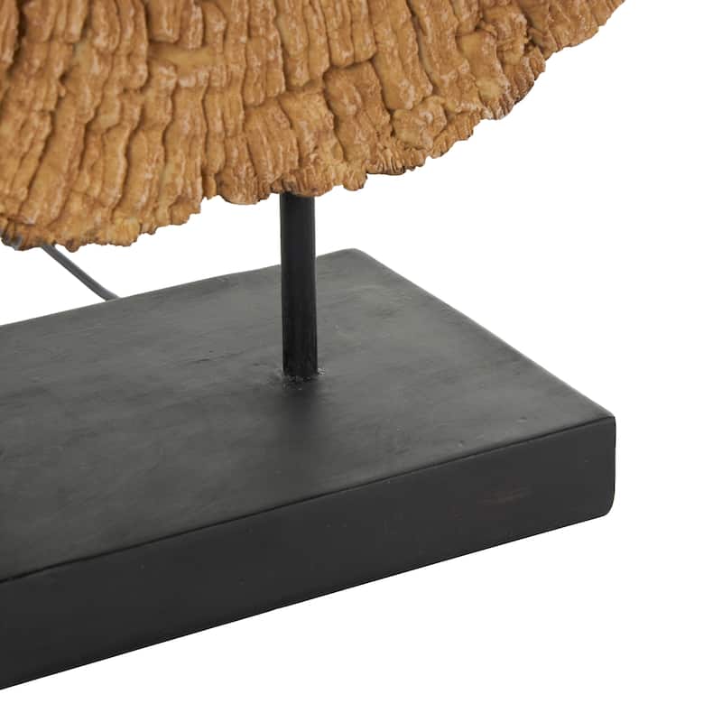 Resin or Polystone Live Edge Table Lamp with Round Cutout and Black Base - Brown - Roche River Decor