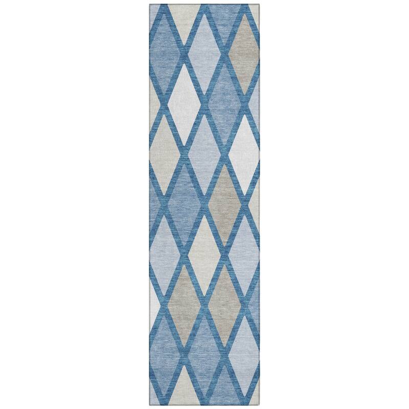 Machine Washable Indoor/ Outdoor Chantille Diamond Prism Rug