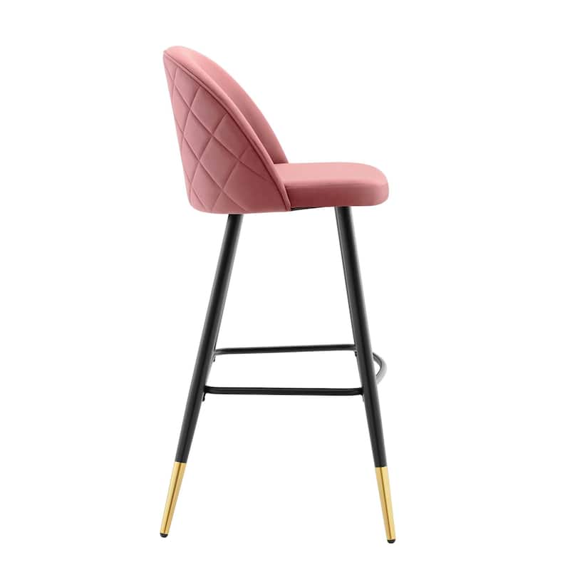 Modway Cordial Performance Velvet Dining Bar Stools in Mint, Set of 2