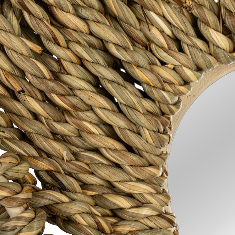 Decorative Handwoven Cattail Wall Mirror - 28.4"L x 2.0"W x 37.8"H
