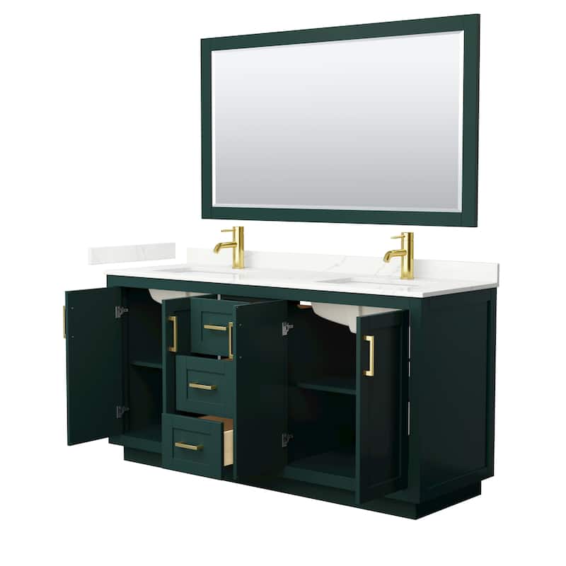 Miranda 66-inch Double Vanity, Quartz Top, 58-inch Mirror