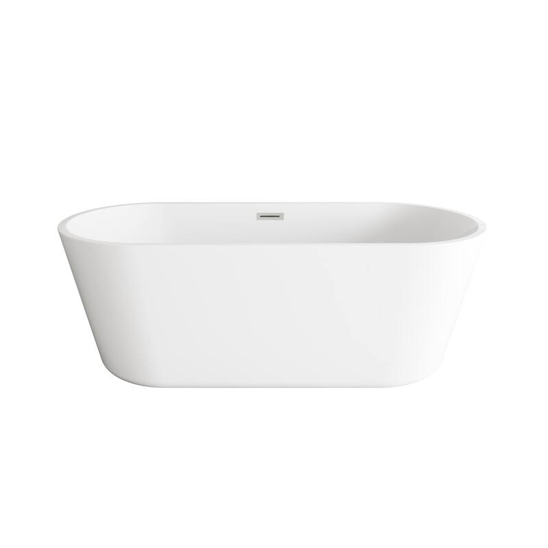 Odell Soaking Bathtub in Glossy White - Glossy White with Brushed Nickel Trim - 23"