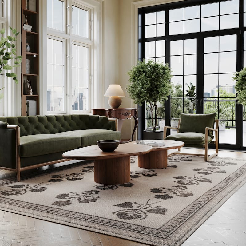 Padma Lakshmi Floris Hand-Tufted Floral Wool-Blend Rug - 9'6" x 13'6" - Light Beige