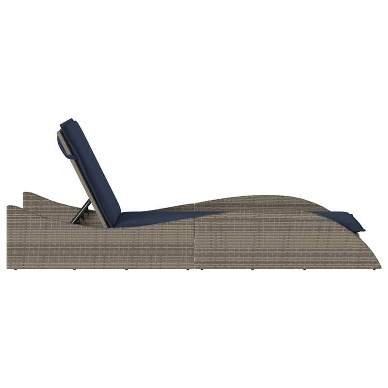 vidaXL Sun Lounger with Cushion Chaise Lounge Poly Rattan Brown/Gray/Black - 60 x 205 x 54/63/28.7