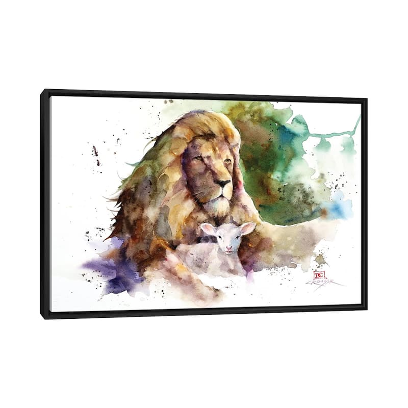 iCanvas "Lion and Lamb" by Dean Crouser Framed Canvas Print