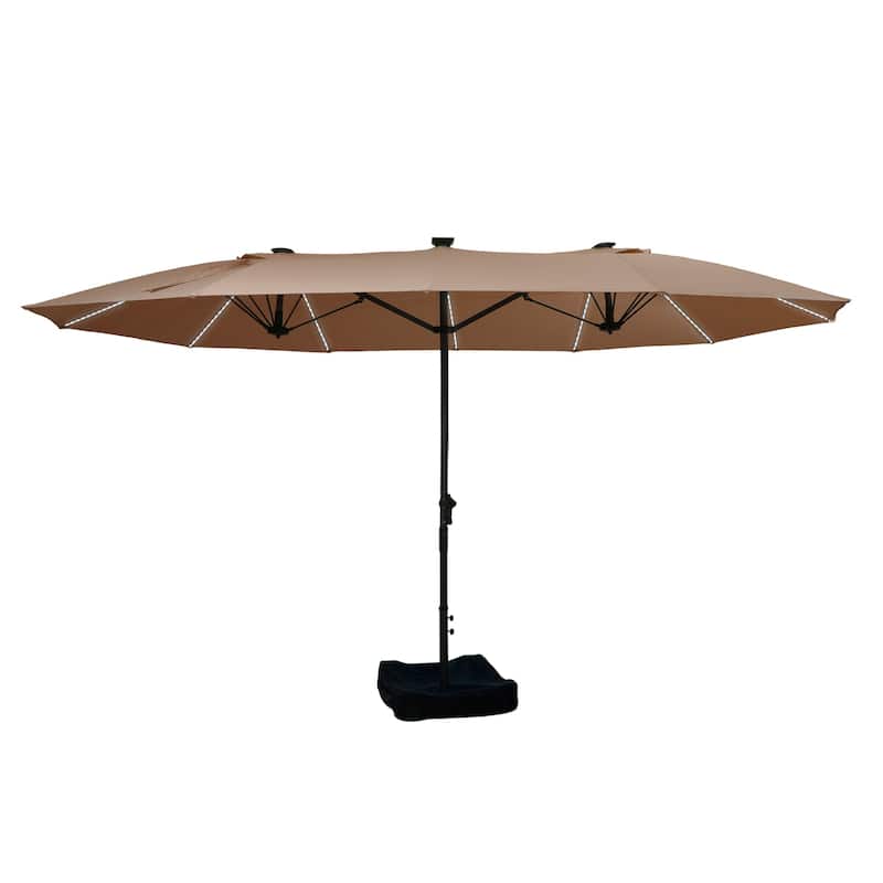 15ft Double-Sided Patio Umbrella with Lights Large Outdoor Umbrella