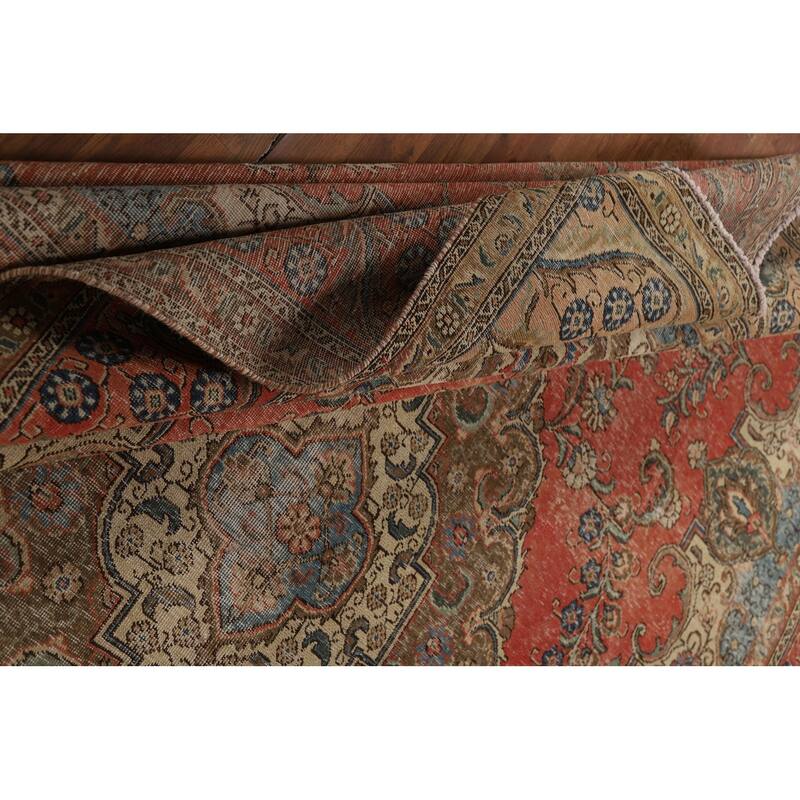 Traditional Tabriz Persian Vintage Rug Handmade Wool Carpet - 9'4" x 13'0"
