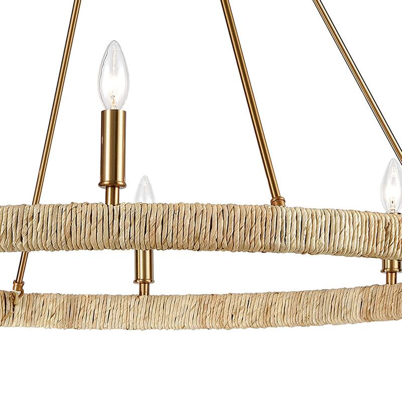 Abaca 24-inch Wide 5-Light Chandelier in Satin Brass