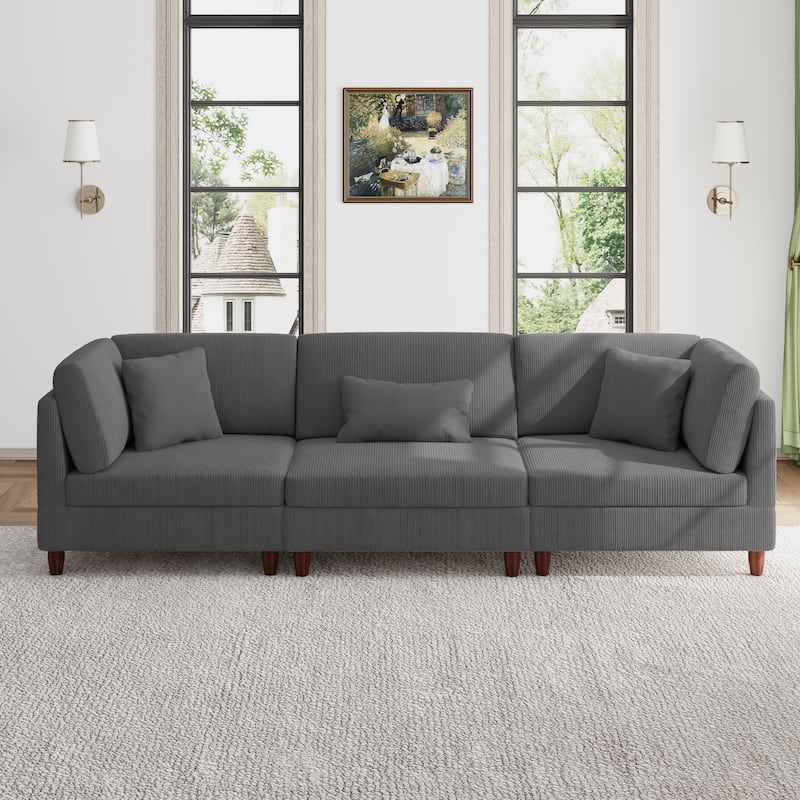 Modern Oversized Modular Corduroy Sectional Sofa Set