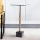 preview thumbnail 2 of 11, Antique Brass Square Glass Marble Pedestal Table Drink Table