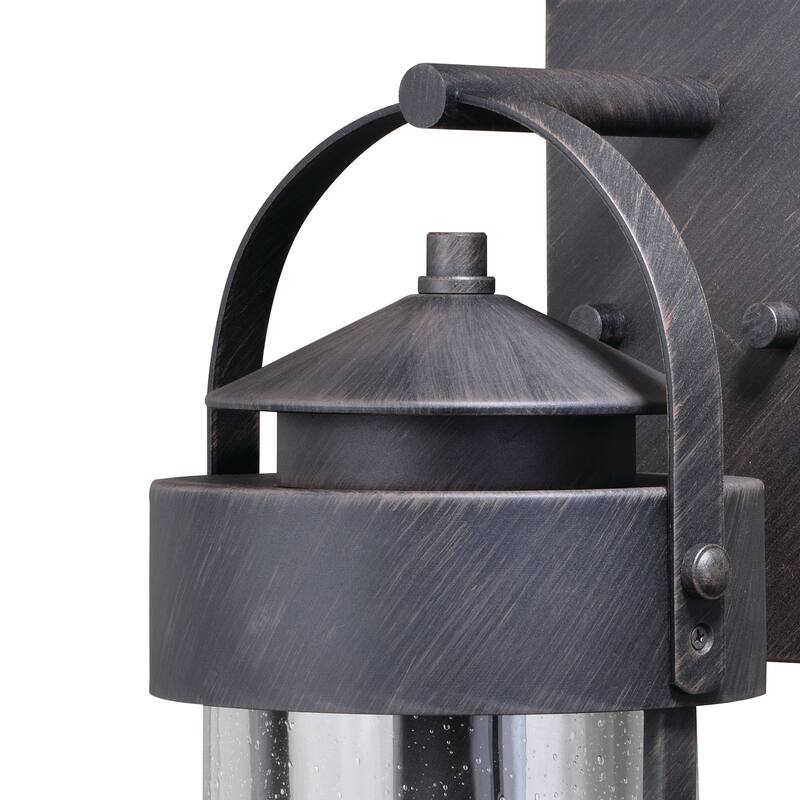 Cumberland 1 Light Dusk to Dawn Bronze Rustic Outdoor Wall Lantern Clear Glass - 8-in W x 19.75-in H x 9-in D