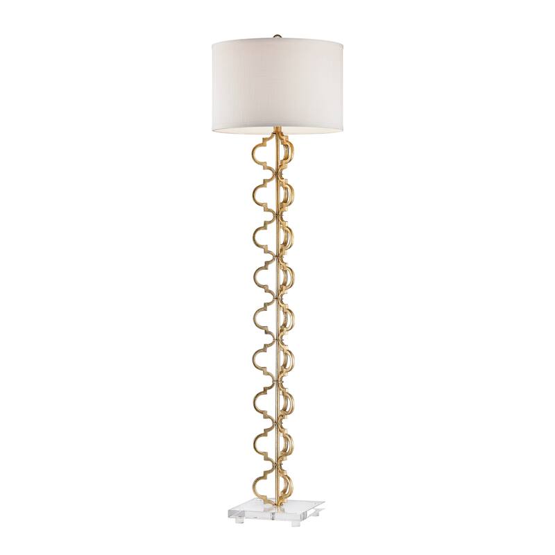 Elk Home Castile Gold Leaf With White Linen Shade 1 Light Floor Lamp