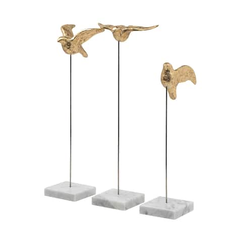 Aya Set of 3 11L x 4W Gold Metal Decorative Birds - 11.4L x 3.5W x 16.1H