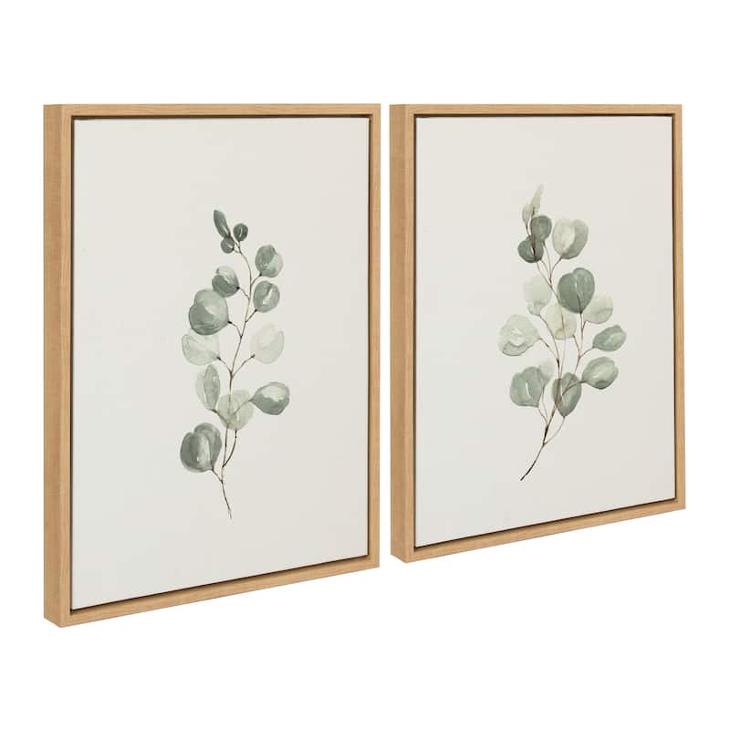 Kate and Laurel Sylvie Eucalyptus Framed Canvas Set by Maja Mitrovic of Makes My Day Happy