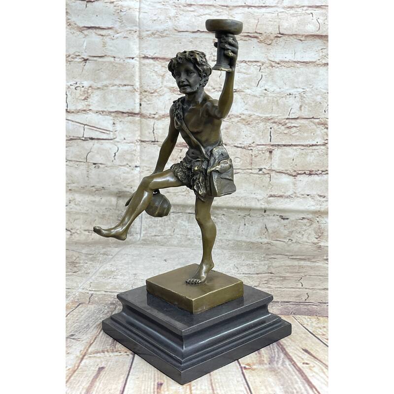 Greek Roman God Of Wine Dionysus Bacchus Bronze Sculpture Statue On Marble Base