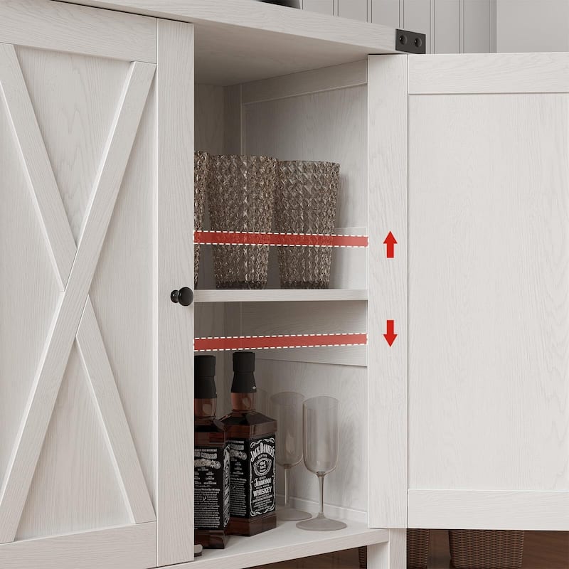 Storage Cabinet 15.7" d x 30" w x 31.5" h, Sideboard Buffet Cabinet with 2 Doors and Adjustable Shelves