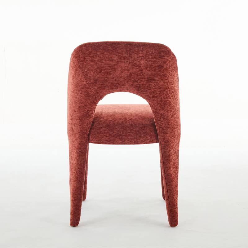 2-Piece Set, Rose Chenille Dining Chair, Simple Dining Chair with Hollow Back Design, for Dining Room and Kitchen