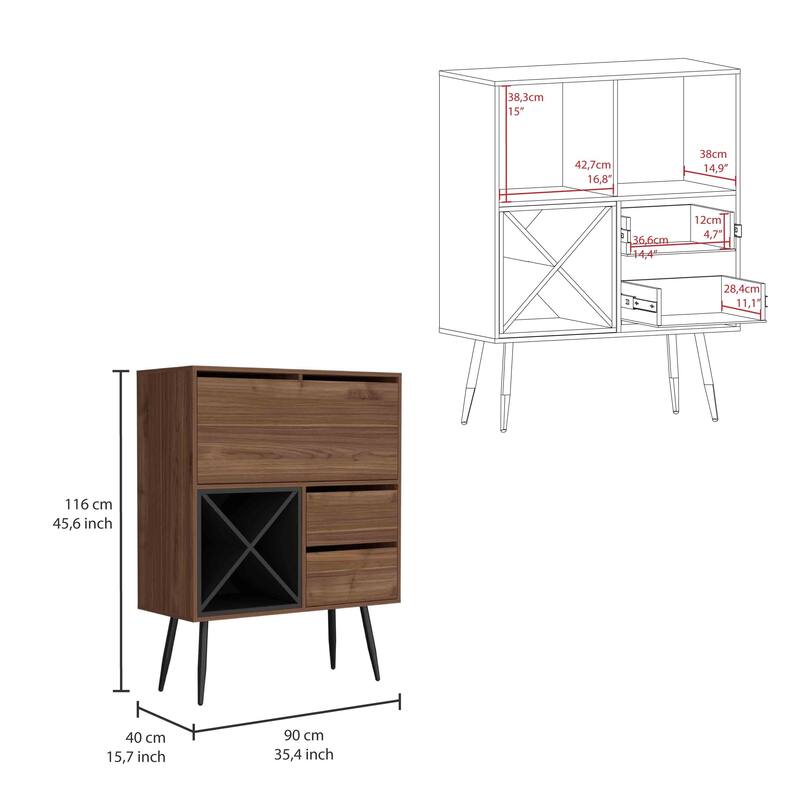 Prunus Bar Cabinet, One Cabinet, Two Drawers