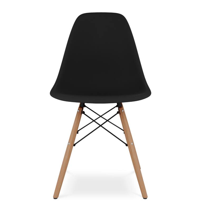 Heavy Duty Plastic and Wood Dining Side Chair with Solid Back Support - 21” x 18.50” x 32.50” - Black