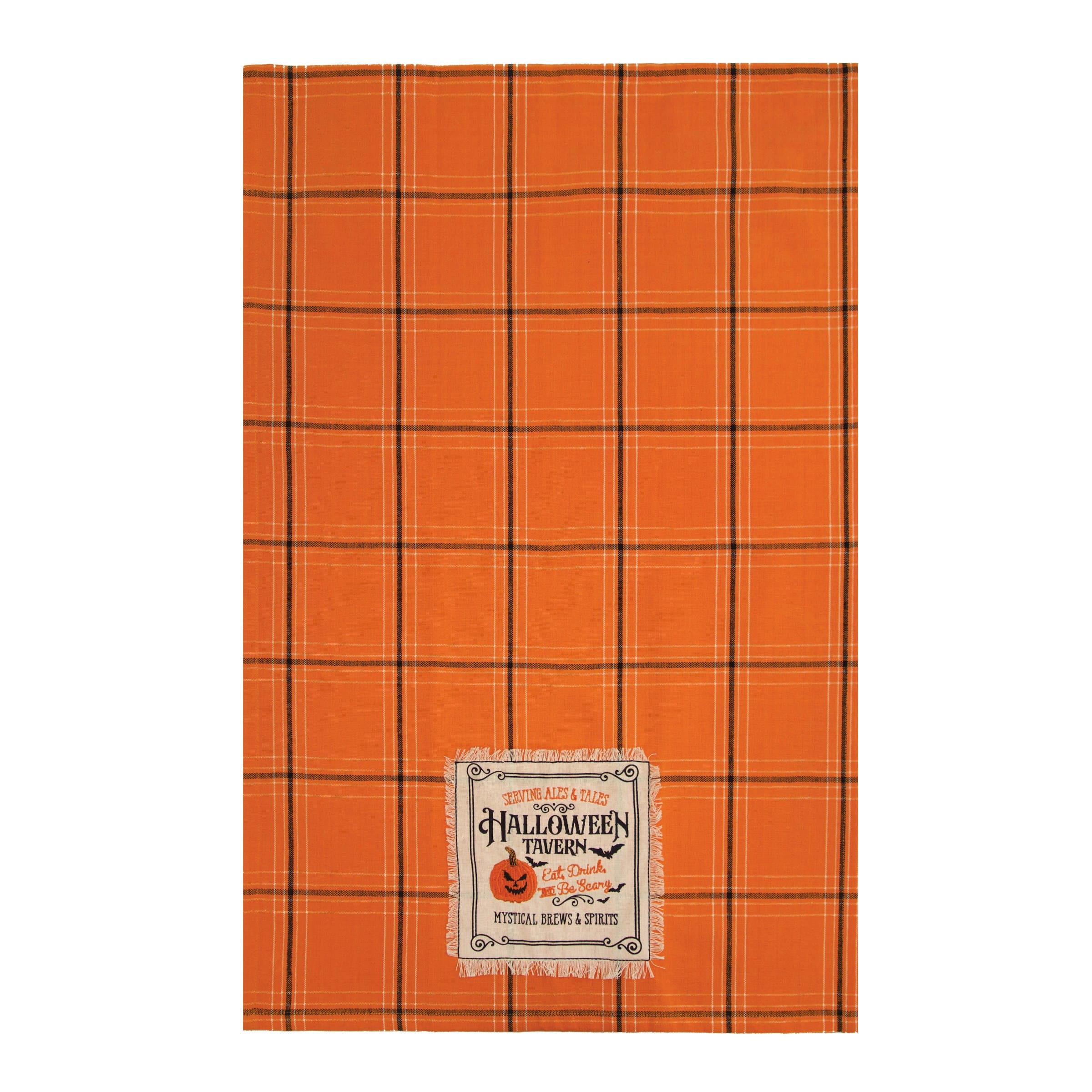 Halloween Tavern Plaid Vintage Inspired 100% Cotton Woven Dishtowel