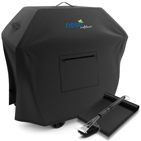 slide 2 of 36, Nestl Heavy Duty Waterproof Barbeque 600D Gas Grill Cover - BBQ Cover, UV & Fade Resistant Large 64" + Accessories - Midnight Black