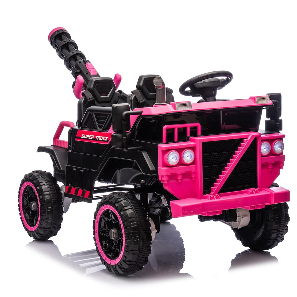 24V 3-Seater Kids Electric Ride-On Car for Ages 3-8, Remote Control with Water Gun & Bluetooth - Pink