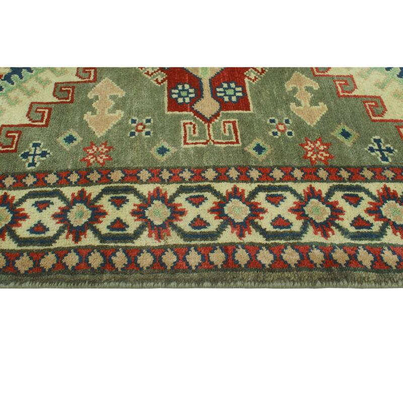 Noori Rug Kazak Viola Grey-Green/Ivory Runner - 2'9" x 9'6"