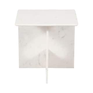 Stone Marble Accent Table Sculptural Geometric Base and Sleek Design