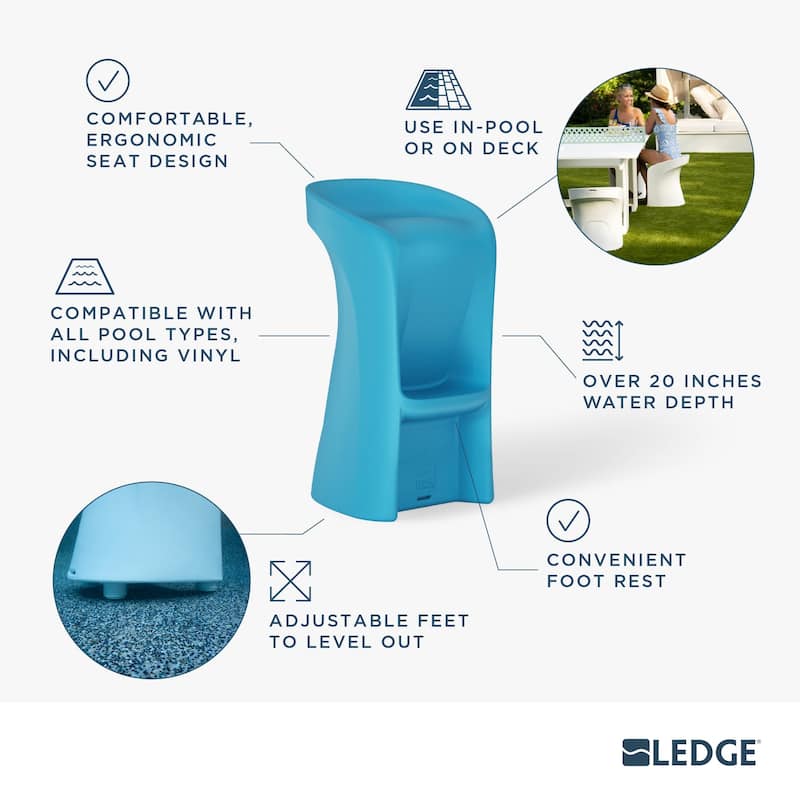 Ledge Lounger In Pool Barstools, Outdoor Patio, 33" Height - Set of 2