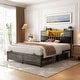 preview thumbnail 14 of 73, Farmhouse Bed Frame with Holey Board, Upholstered Headboard Platform Bed with Charging Station