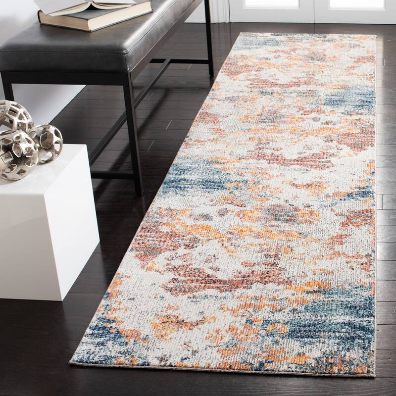 SAFAVIEH Crystal Cindij Modern Abstract Distressed Rug - 2'4" x 9' Runner - Gold/Rust