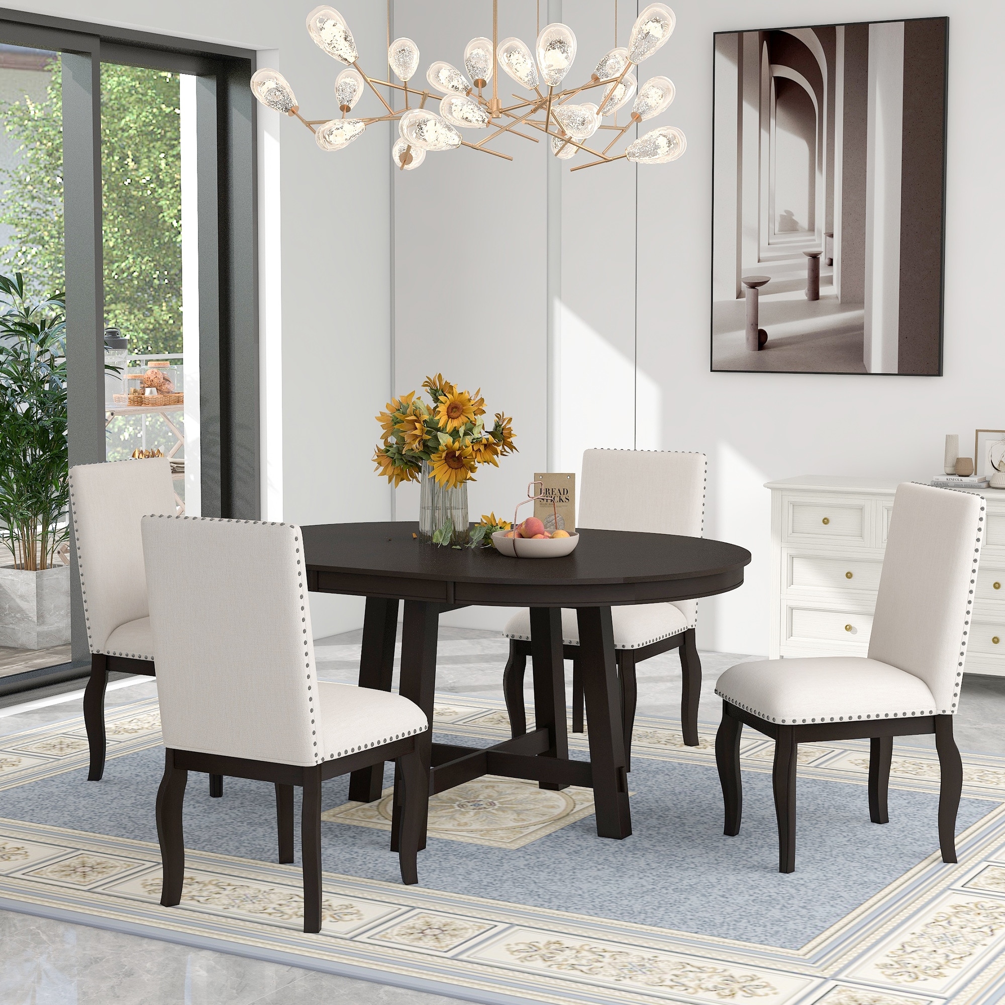 Round farmhouse dining deals table for 4