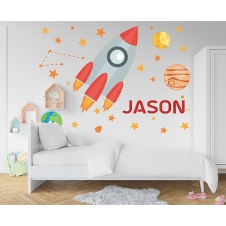 Large Name Rocket Wall Decal Planet Wall Sticker - Bed Bath & Beyond ...