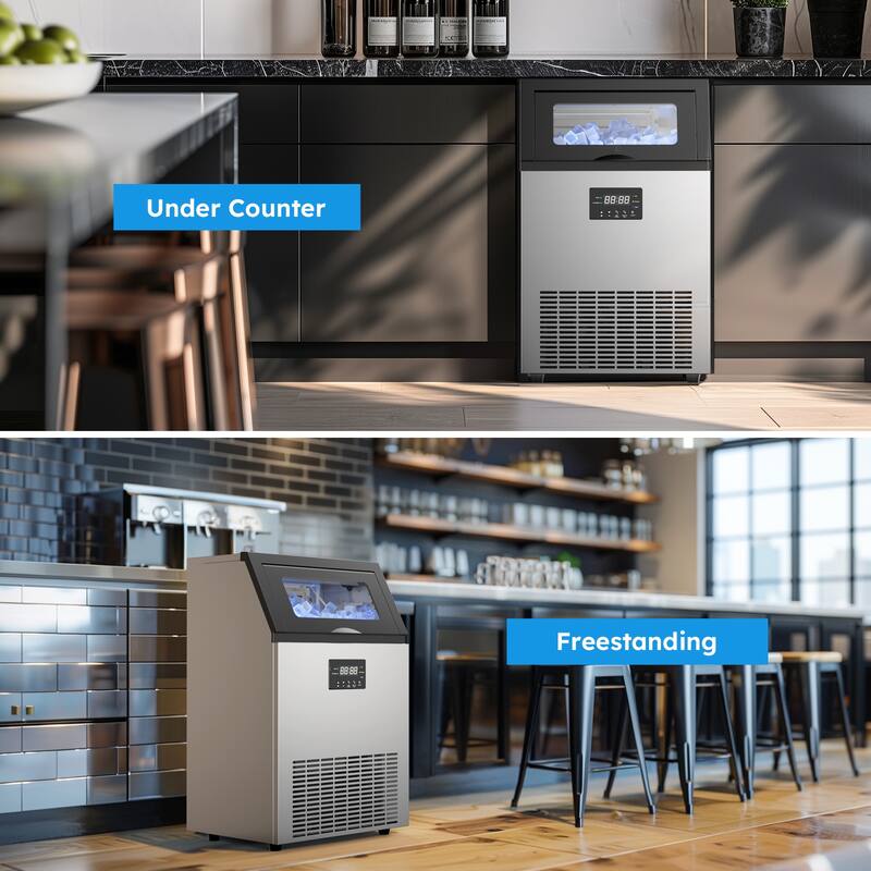 Ice Maker Commercial Ice Machine Stainless Steel Commercial Ice Maker Large Capacity Self-Cleaning