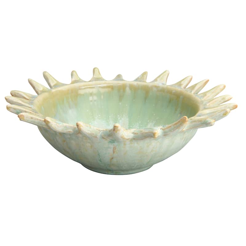 Celadon Stoneware Sunburst Shaped Serving Bowl