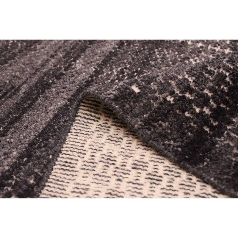 ECARPETGALLERY Hand-knotted Tangier Dark Grey Wool Rug - 5'1 x 8'3