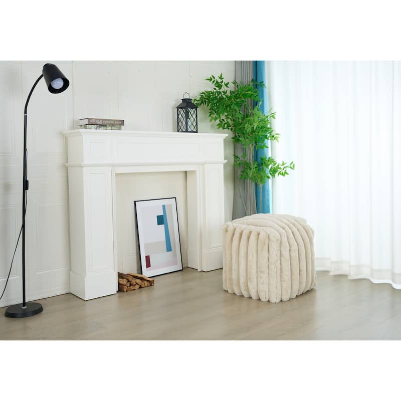Madrid Collection Ultra Soft Ribbed Faux Fur Indoor Pouf