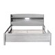 preview thumbnail 7 of 10, Full Size Platform Bed with Built-in LED Light, Storage Headboard & Guardrail, Antique Grey