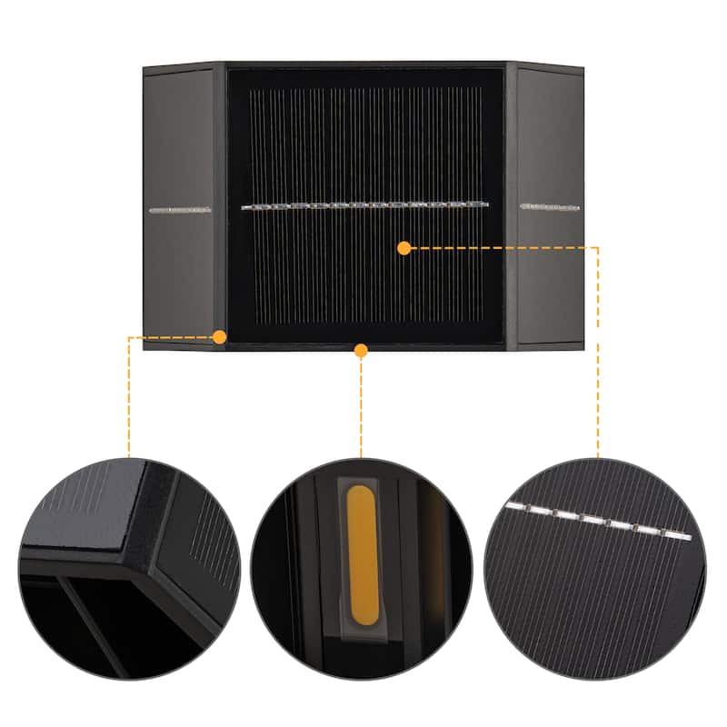 C Cattleya 2-Pack Black Solar LED Dusk to Dawn Outdoor Wall Light