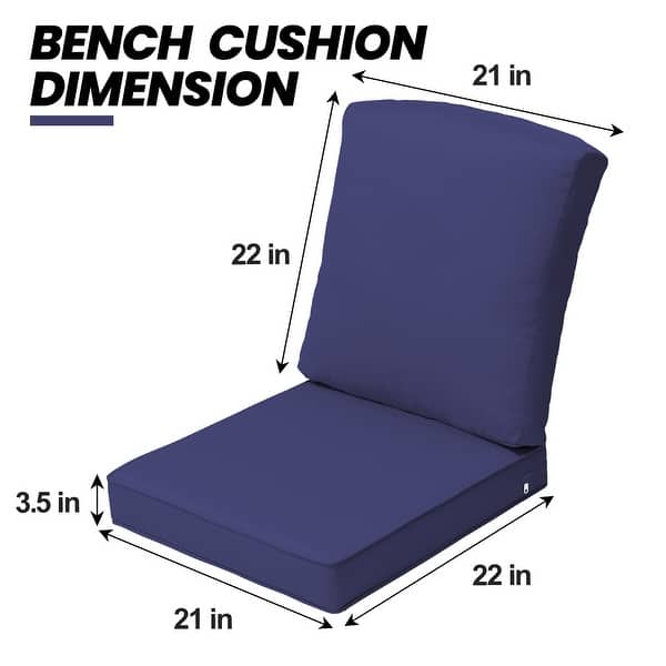dimension image slide 12 of 14, 21 W x 22 D in. Deep Seat Outdoor Cushion Set by Crestlive Products