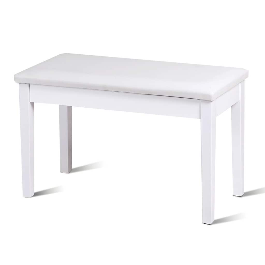 Costway Solid Wood PU Leather Piano Bench Padded Double Duet Keyboard
