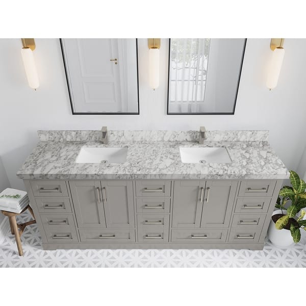 61 in. W x 22 in. D Granite Single Sink Vanity Top in Blue Pearl with White Trough Sink 61 in. W x 22 in. D Granite Single Sink Vanity Top in Blue Pearl with White Trough Sink