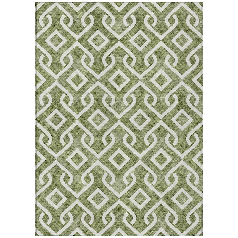 Machine Washable Indoor/ Outdoor Chantille Modern Trellis Rug