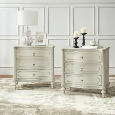 Alois Traditional 3-Drawer Nightstand with Solid Wood Spindle Legs Set of 2 by HULALA HOME